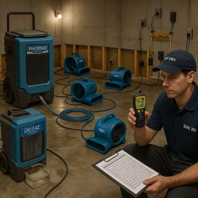 Structural Drying and Dehumidification process in Germantown, WI
